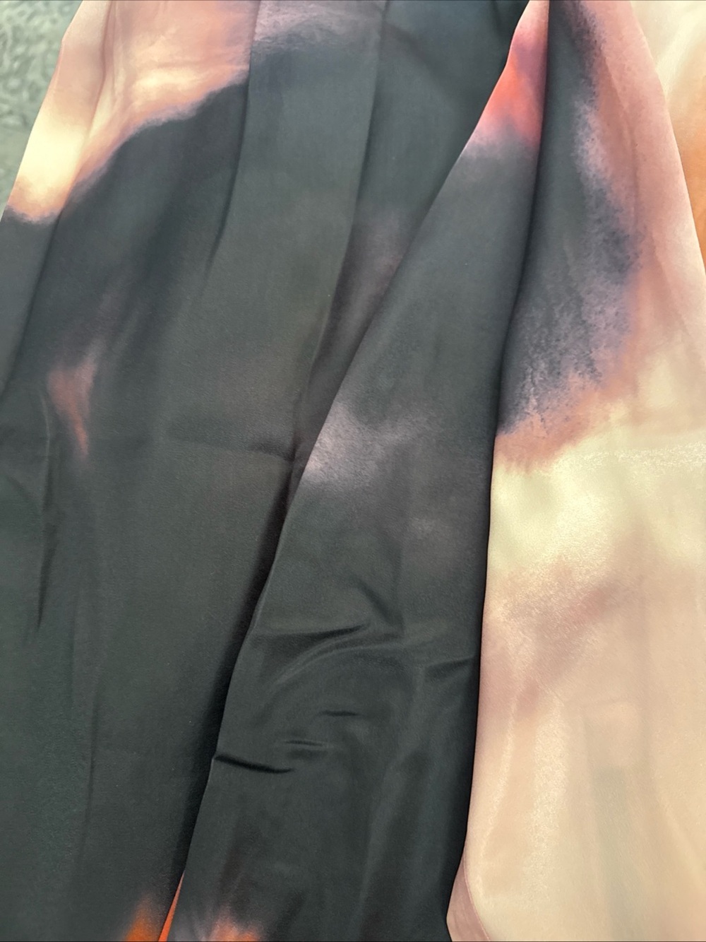 Lysse Satin Tie-Dye Button-Down Shirt in Red, Black & Pink - Picture 6 of 7